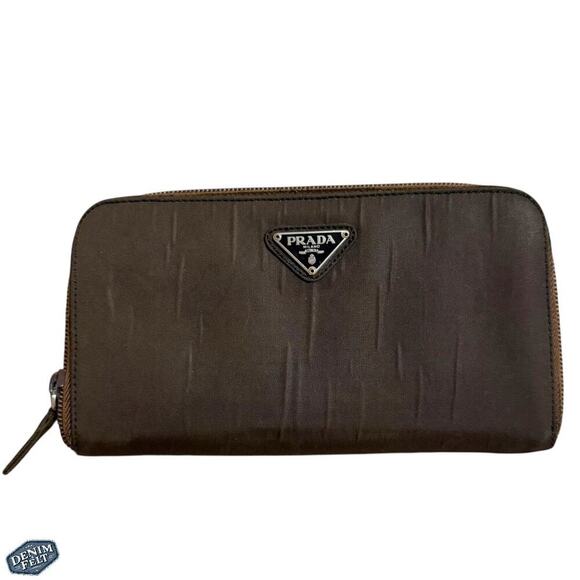 Prada Vintage Brown Nylon Zip-Around Continental Long Wallet - Picture 2 of 16